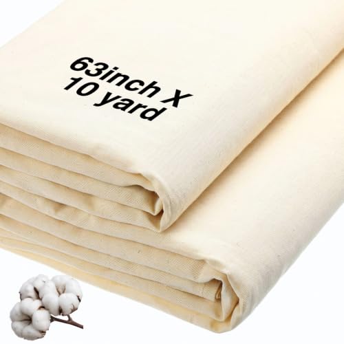 10 Yards x 63 Inch 100% Cotton Muslin Fabric by The Yard Unbleached, Beige - color: Natural