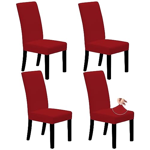Easy-Going Stretch Dining Room Chair Slipcovers Set of 4, Christmas Red - color: Christmas Red