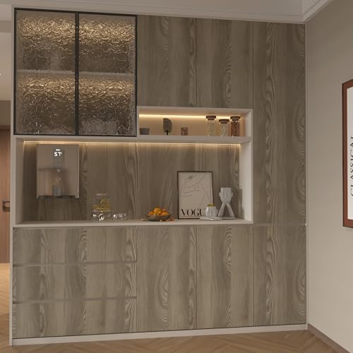 48x197 inch Oak Wood Grain Contact Paper Peel and Stick Walnut Texture Wallpaper Waterproof Thick Wooden Look Wallpaper Removable Self-Adhesive Wood Vinyl Wrap Roll for Kitchen Countertop Cabinet