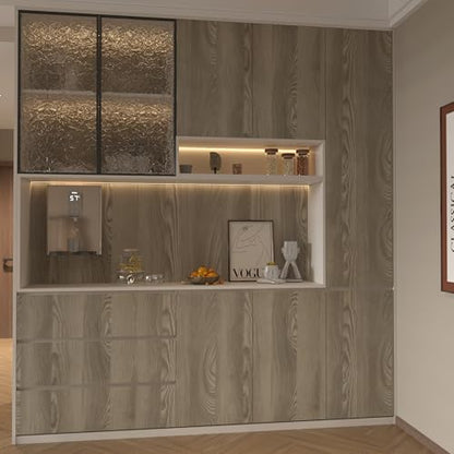 48x197 inch Oak Wood Grain Contact Paper Peel and Stick Walnut Texture Wallpaper Waterproof Thick Wooden Look Wallpaper Removable Self-Adhesive Wood Vinyl Wrap Roll for Kitchen Countertop Cabinet