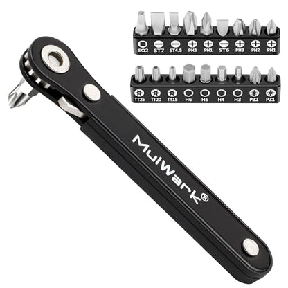 MULWARK 20pcs Small Screwdriver Set, 1/4" Right Angle Screwdriver Set, 90-Degree Offset Screwdriver for Tight Spaces, Auto Repair, Electronics, DIY Home Improvement EDC Tool Kit - size: 20-piece screwdriver set
