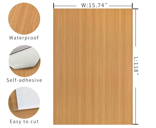 Natural Wood Contact Paper Peel & Stick Wood Textured Wallpaper 15.7"x118" - color: Yellow-Brown, size: 15.7" x 118"