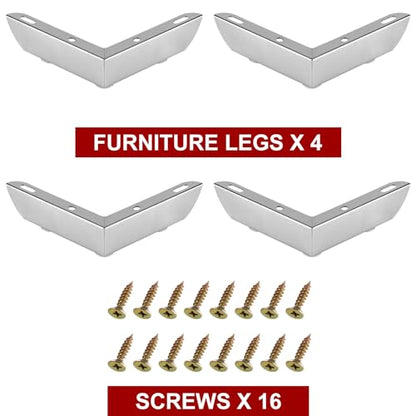 1.18 Inch Metal Furniture Legs, Set of 4 Silver - color: Silver