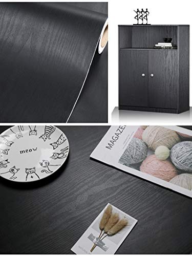 tiltil Black Wood Peel and Stick Wallpaper Wood Contact Paper 17.7" × 197" - size: 17.7" x 197"