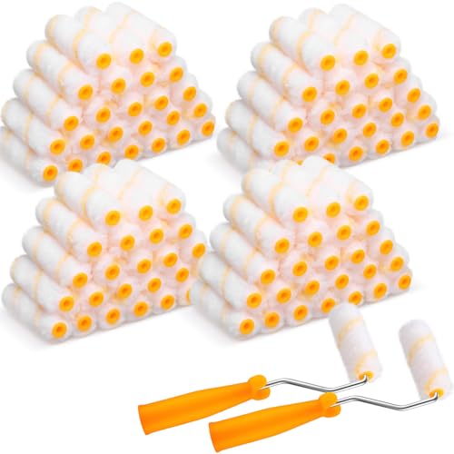 Leumoi 160 Pcs 4 Inch Paint Roller Covers with 2 Paint Roller Frame
