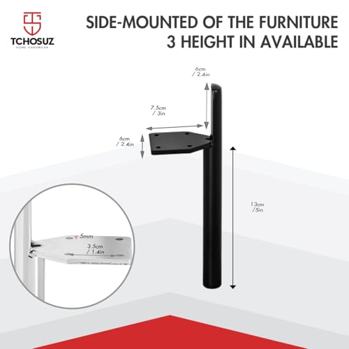 5Inch Side-Mounted Tapered Metal Legs,4PCS Mid-Century Modern,Black - color: Black, size: 5 in