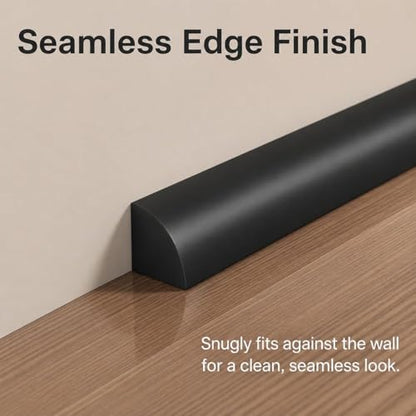 0.25" x 0.25" Mini Quarter Round Molding,20FT Self Adhesive Flexible Trim for Small Gaps, Countertop Wall Seam, Window Sill, Desk & Cabinet Edge, Peel and Stick Finishing Strip - color: Black, size: 1/4 in x 20 ft