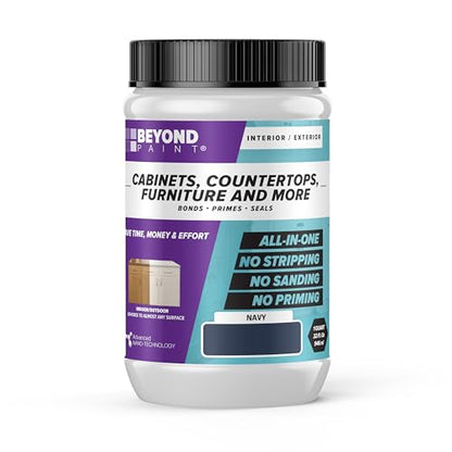 Beyond Paint All-in-One Refinishing Paint, No Sanding, Matte Finish for Cabinets, Countertops, Furniture and Doors, 1 Quart, Navy - color: Navy