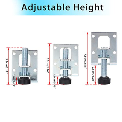 OwnMy 4PCS Heavy Duty Adjustable Furniture Leveling Feets L Shaped Levelers - size: 2.2"H-Silver