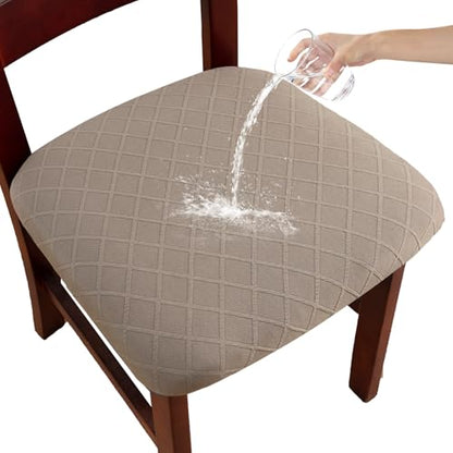 Waterproof Dining Room Chair Covers Set of 4,Taupe,Large - color: Taupe-diamond Pattern, size: Large-4 PCS