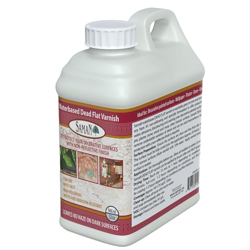 Saman Waterbased Dead Flat Varnish SAM-801 – Protects Decorative Surfaces (946 ml – 32 oz) - size: 1 Quart
