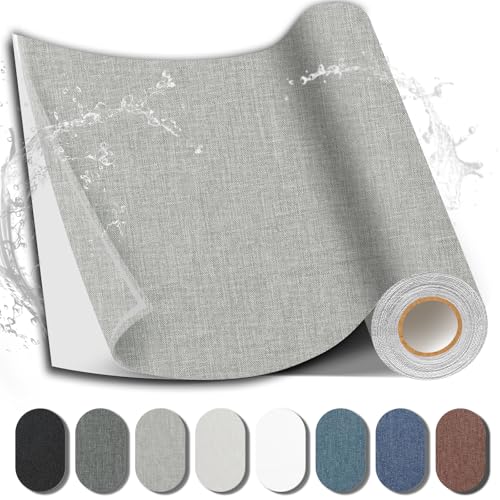 Fabric Repair Tape, Self-Adhesive Couch Patch for Furniture, Cloth - color: Linen Grey, size: 17X158 Inch