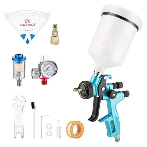 HVLP Air Spray Gun Kit 1.4mm, Professional Automotive Paint Sprayer - color: Cyan, size: 1.4mm