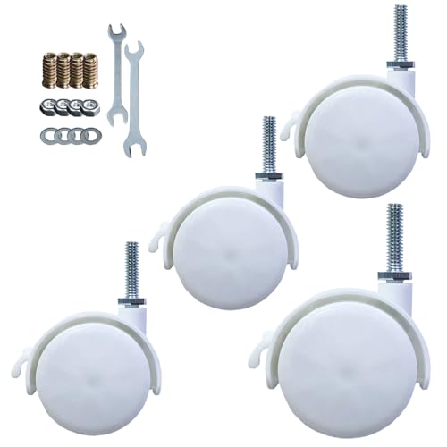 2 Inch Casters Swivel Stem Caster Wheel 1/4" - 20 x 1 New PP Furniture Shelving Casters Replacement Castors with Brakes (with Brake-White) - style: with Brake-White