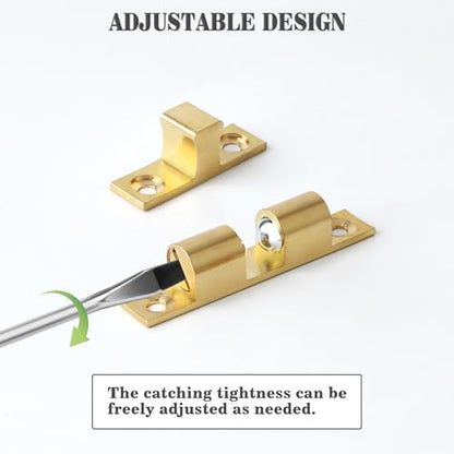 Alise 60mm Brass Double Roller Catch Cabinet Latches Door Catch,Gold,4Pcs - color: Gold, size: 60mmX33mm