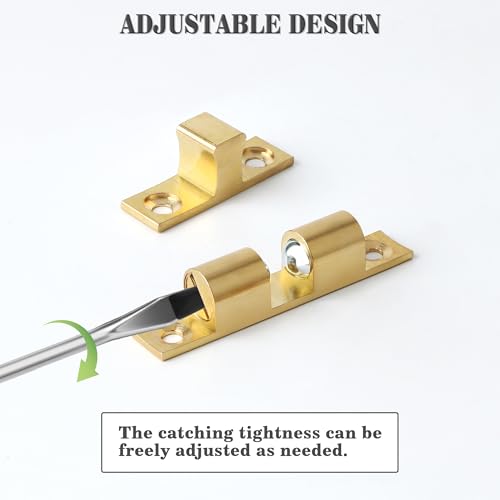 Alise Brass Double Roller Catch Cabinet Latches Door Catch 67mm,Gold,4Pcs - color: Gold, size: 67mmX40mm