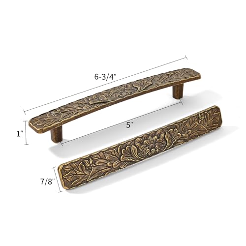 6 Pack 5 inch Antique Brass zinc Alloy Hardware Vintage-Antique-Bronze Cabinet Drawer Handle is Suitable for Sideboard, Jewelry Box, Kitchen and Bathroom Furniture Cabinet Pulls