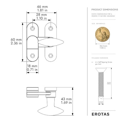EROTAS Chrome Brass Cabinet Latch for Cupboard, Small Door, Window - color: Chrome