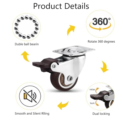 Semetall Caster Wheels 1.5Inch 360 Degree Set of 4 - style: A-150