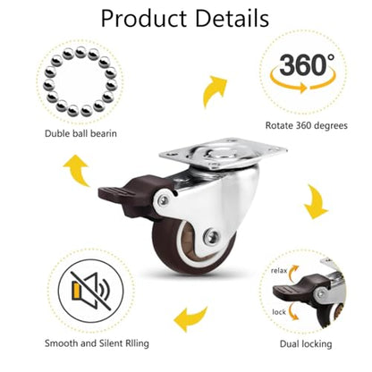 Semetall Caster Wheels 1.5Inch 360 Degree Set of 4 - style: A-150