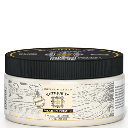 Retique It Wood'n Primer - Paint it then stain it - Stainable Wood Fiber Paint (Bleached Wood, Small) - color: Bleached Wood, size: 8 Fl Oz (Pack of 1)