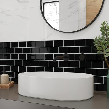 Black Peel and Stick Backsplash Subway Tile for Kitchen 10-Sheet - color: Black