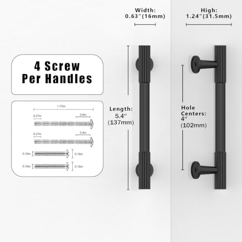 10 Pack Matte Black Cabinet Pulls 4 Inch(102mm) Kitchen Cabinet Handles Cabinet Hardware for Drawer Pulls - color: Matte Black, size: 4" Hole Center