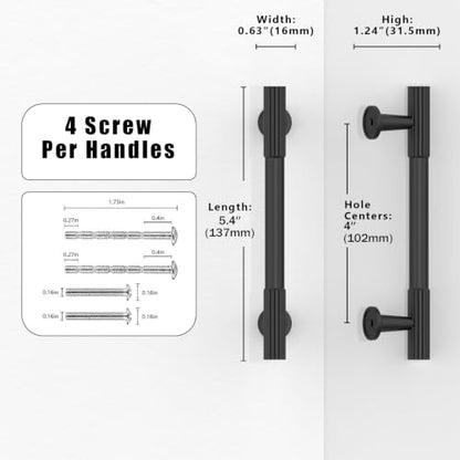 10 Pack Matte Black Cabinet Pulls 4 Inch(102mm) Kitchen Cabinet Handles Cabinet Hardware for Drawer Pulls - color: Matte Black, size: 4" Hole Center