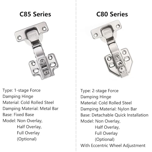 SEIWEI C80 Non Overlay Cabinet Hinge with Face Frame Plate for Door Connect Frame for Kitchen Cabinet, Corner Door Hinges, Hardware Corner Cabinet Replacement, Pack of 2 - style: C80 Non Overlay
