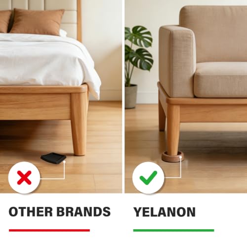 Non Slip Furniture Pads for Hardwood Floors -Yelanon 12Pcs 2” Coasters Cups - color: 12pcs2"round Brown