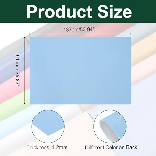 MECCANIXITY Faux Leather Fabric Sheets, 54x36 Inch Waterproof Solid Soft PU Synthetic Leather Sheet for Upholstery Replacement Renovate Furniture Bag Crafts DIY Sewings(Light Blue) - color: Light Blue