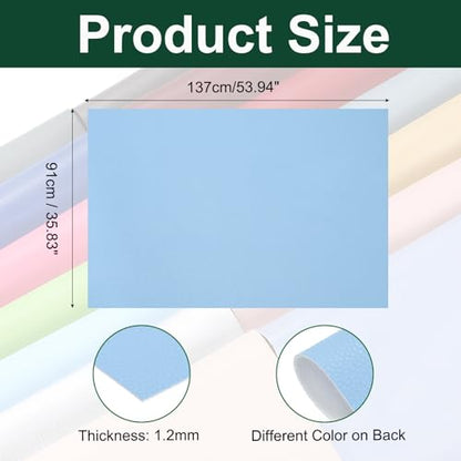 MECCANIXITY Faux Leather Fabric Sheets, 54x36 Inch Waterproof Solid Soft PU Synthetic Leather Sheet for Upholstery Replacement Renovate Furniture Bag Crafts DIY Sewings(Light Blue) - color: Light Blue