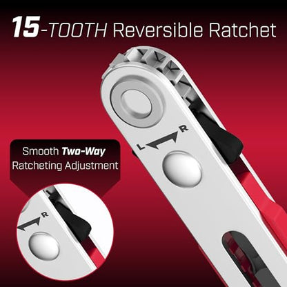 Bates Mini Ratchet Wrench, 1/4" Magnetic 90 Degree Screwdriver, Low Profile Right Angle Screwdriver for Tight Spaces - color: Red, size: 1 pcs