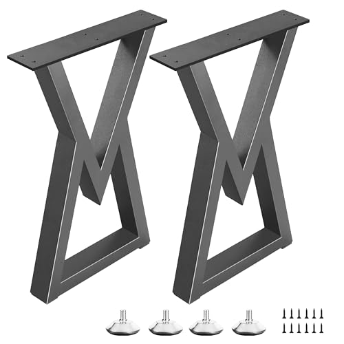 22 Inch Metal Table Legs Black Iron Coffee & End Table Legs, Diamond Shape DIY Furniture for Heavy Duty Desk Bench Feets (H22” x W13”, Set of 2) - size: 22 '' V Shape