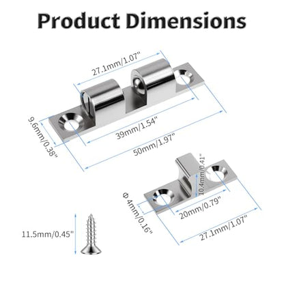 2 Pcs 50mm Adjustable Double Ball Catch, Brass Cabinet Door Latch - size: 50mm