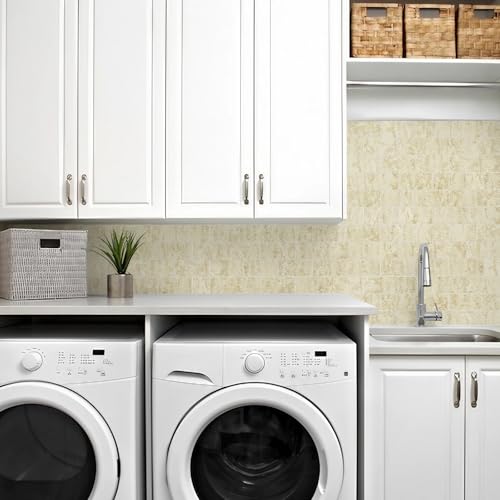 Vamos Tile 100-Pack Peel and Stick Backsplash Tile,3" x 6" PVC Subway Tile - color: Beige Travertine