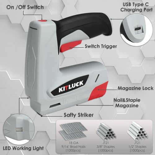 KITLUCK 4V Electric Staple Gun, 2-in-1 Cordless Stapler & Brad Nailer Gun - size: Staple Gun