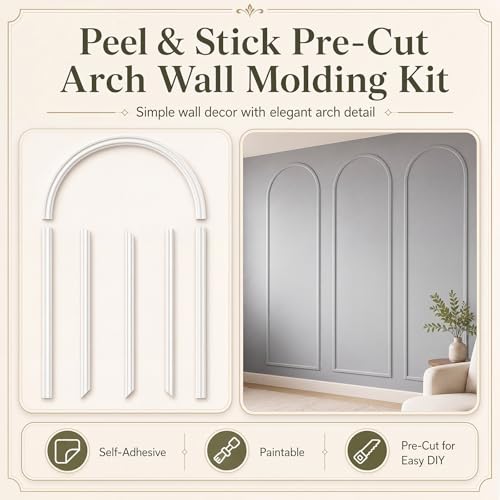 Colingmill 3 Set 32 x 78 Inch Arch Wall Molding Kit Peel Stick Wall Panels - size: 32 x 78 Inch, style: Stylish Style