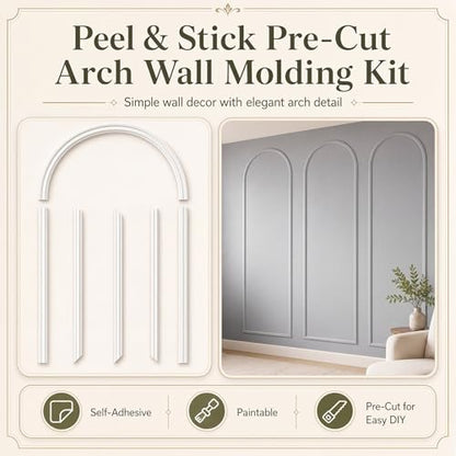 Colingmill 3 Set 32 x 78 Inch Arch Wall Molding Kit Peel Stick Wall Panels - size: 32 x 78 Inch, style: Stylish Style