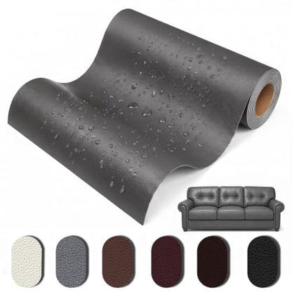 Leather Repair Patch, 24 x 54 Inch, Self Adhesive Leather Repair Tape, Large Vinyl Patch Kit, Vinyl Repair Tape, for Couches, Car Seats, Chairs, Furniture (Dark Grey) - color: Dark Grey
