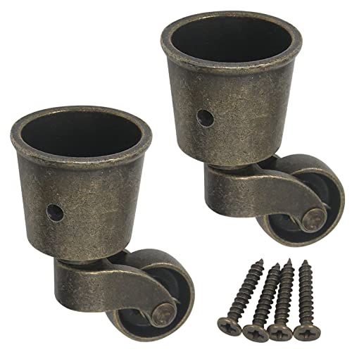 Semetall 2Pack 2.6x1.5 Inch Metal Vintage Swivel Round Cup Caster,(Bronze) - style: A-534