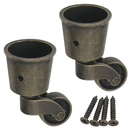 Semetall 2Pack 2.6x1.5 Inch Metal Vintage Swivel Round Cup Caster,(Bronze) - style: A-534