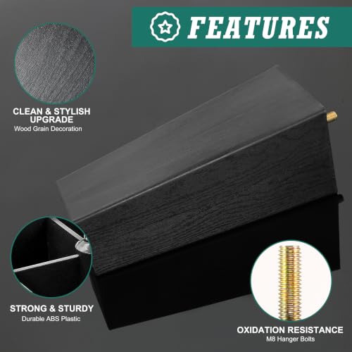 4pcs Plastic Square Legs 8" with Plate Nuts, M8-1.25 Thread - size: 8 Inch, M8-1.25 Metric Bolts