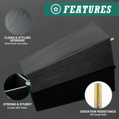 4pcs Plastic Square Legs 8" with Plate Nuts, M8-1.25 Thread - size: 8 Inch, M8-1.25 Metric Bolts