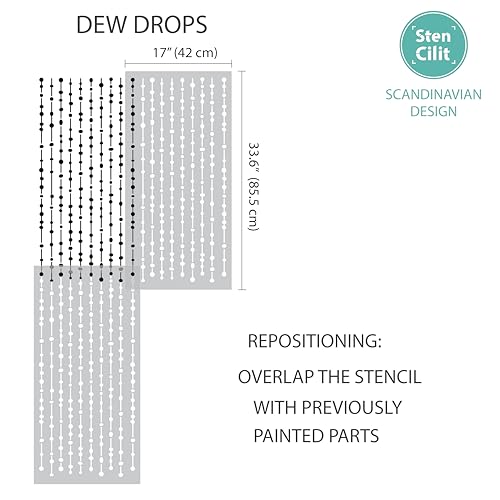 STENCILIT Dew Drops Large Wall Stencil for Painting - 17x33.5in Stencil