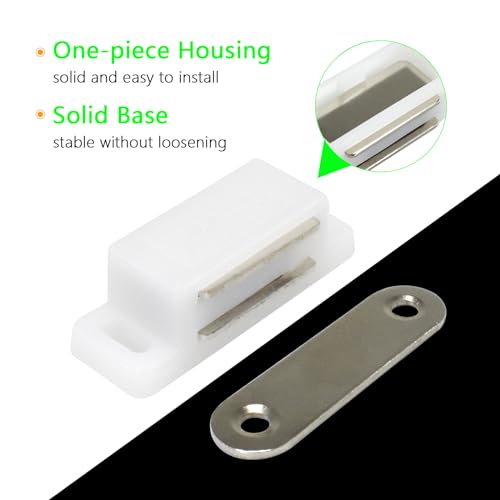 12Pack Plastic Cabinet Magnetic Door Catch with Screws for Kitchen Bathroom Cupboard Wardrobe Closet Closures Cabinet Door Drawer Latch 15lb (White) - color: White