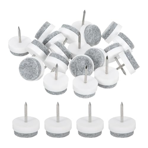 uxcell Nail-on Furniture Sliders, 24Pcs Nail-on Felt Pads Round Chair Table Feet Pads Chair Leg Floor Protectors for Hardwood Floors (White, 20mm/0.79") - size: 20mm/0.79"