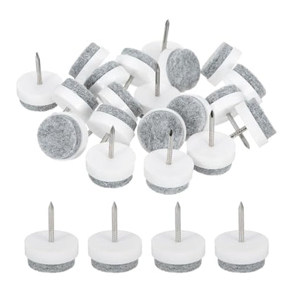 uxcell Nail-on Furniture Sliders, 24Pcs Nail-on Felt Pads Round Chair Table Feet Pads Chair Leg Floor Protectors for Hardwood Floors (White, 20mm/0.79") - size: 20mm/0.79"