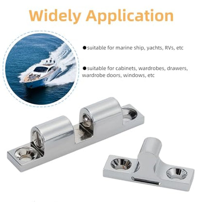 2Pcs Cabinet Door Catch, Solid Stainless Steel Adjustable Ball Tension Roller Catch Cabinet Door Double Ball Tension Catch with Screws for Ship Yacht RV (50MM) - size: 50MM