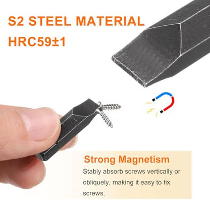 HARFINGTON 3pcs SL8 Slotted Screwdriver Bit 5/16" Hex Shank 32mm/1.26" Length Magnetic Flat Head Hex Bits S2 Steel Screw Driver Bit for Impact Electric Screw Driver Power Tools, Black - color: Black, size: SL8 x 32mm